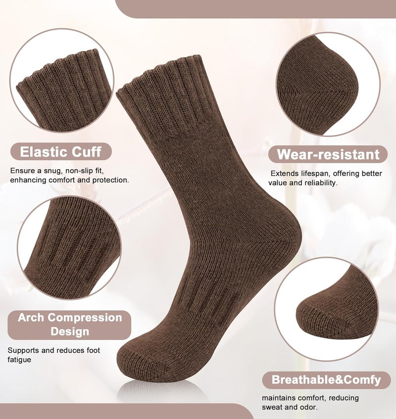 YSense Wool Socks for Women, Winter Boot Socks Stocking Stuffers Gifts for Women Warm Crew Hiking - Image 2